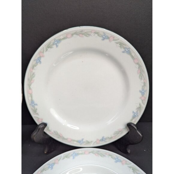 Illusions By Excel Scene 1 Floral Rim 7" Bread Plate Replacement Set of 4 - Picture 3 of 9